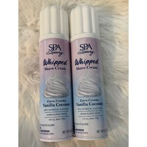 Spa Luxury Whipped Shave Cream Vanilla Coconut 5oz Lot of 2 Coconut Oil Aloe